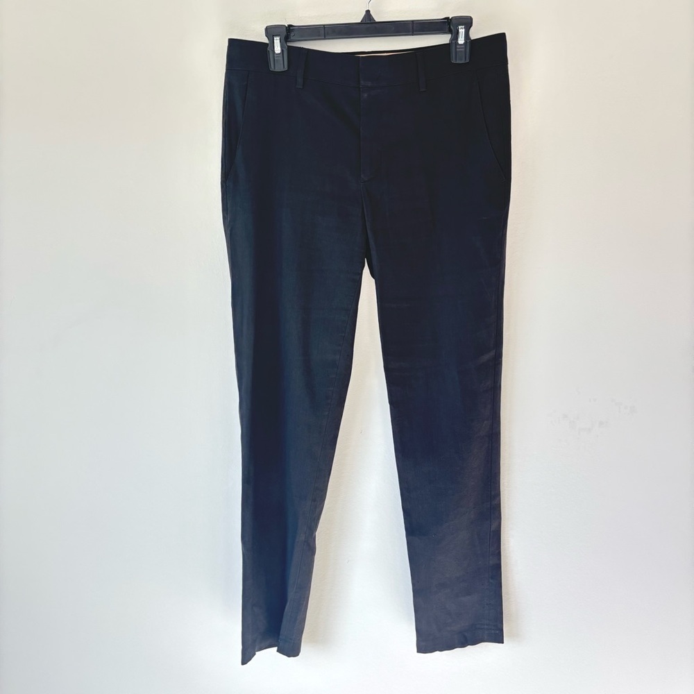 Vince Black Linen Cotton Dress Pant Straight Leg Trouser Slack Business Office